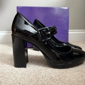 Madden Girl Black Patent Mary Jane Heels with Buckle